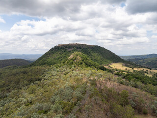 Elevated scenic views of Table Top Mountain and the Bushland Reserve in Toowoomba, Queensland, Australia