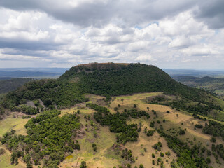 Elevated scenic views of Table Top Mountain and the Bushland Reserve in Toowoomba, Queensland, Australia