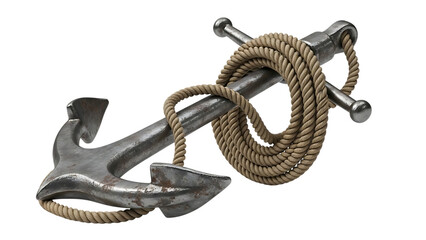 Vintage anchor with rope decoration