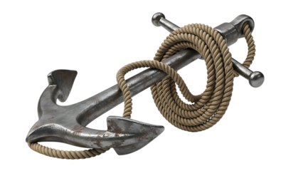 Vintage anchor with rope decoration
