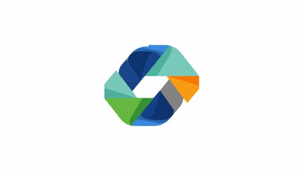 Abstract geometric shape with vibrant colors forming a central aperture.