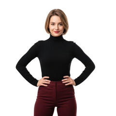 Confident young woman posing isolated on transparent background