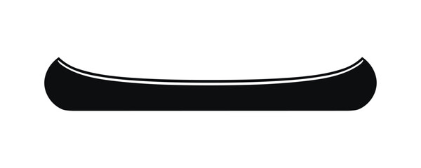 Black silhouette of simple wooden canoe boat icon isolated on white background © MintPixel Lab