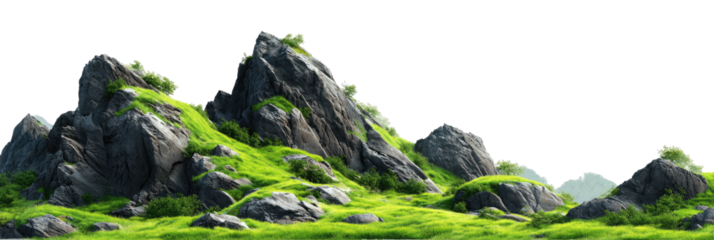 Rocky outcropping with green grass