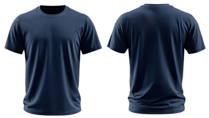 Navy shirt front & back views, short sleeves, plain