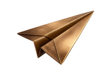 Metallic paper plane crafted from bronze material, representing ambition, creativity, and progress in various industries