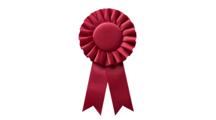 Red Rosette Ribbon Award with Two Tails isolated PNG with Transparent Background