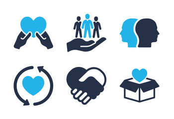 Community Partnership and Charitable Donations icon set. Solid glyph series icons