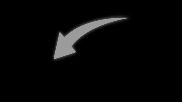 White arrow down business graph icon animation. business chart concept. A neon down business graph icon displays a glowing, downward-sloping line or bar chart, symbolizing decline, loss, or negative .