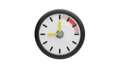 Clock face with red warning zone