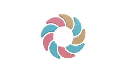 Circular logo with colorful curved segments