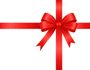 Straight red ribbon with cute bow for decoration design element