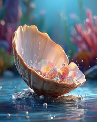 Seashell Treasures In Sparkling Underwater Scene