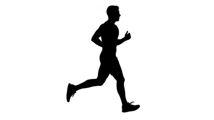 Silhouette of a man running, athletic fitness, healthy lifestyle, isolated on white