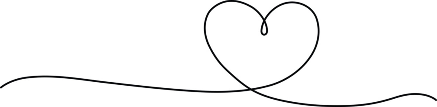 Continuous One Line Heart Love Minimal Vector
