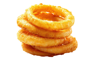 Stack of golden crispy fried onion rings