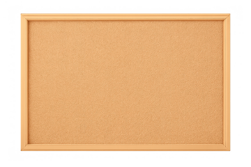 Empty cork board with wooden frame, an isolated bulletin board for notice, message, or presentation display