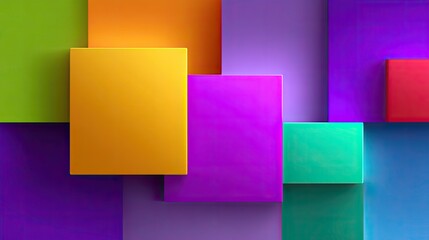 Obraz premium Vibrant Geometric Shapes in Bright Colors Displaying Depth and Texture, Ideal for Modern Design Projects, Backgrounds, and Digital Art Applications