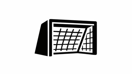 Black and White Soccer Goal Illustration on White Background.