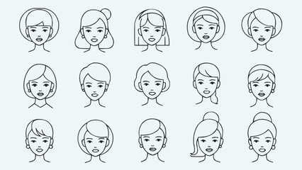 Diverse Collection of Womens Faces - A Study in Hairstyle and Expression.