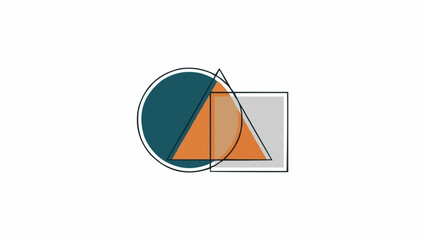 Geometric Shapes Overlap - Circle, Triangle, and Square Illustration.