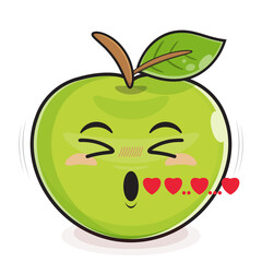 Obraz premium green apple whistling love face cartoon cute