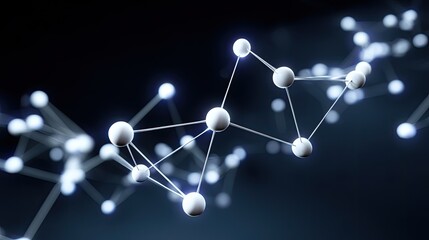Abstract visualization of interconnected nodes and connections representing molecular structures against a dark background with glowing elements