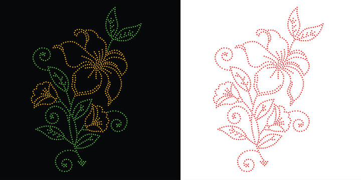 Flower Rhinestone Design, Transfer Rhinestone Template