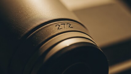 Close up perspective reveals engraved number detail on metallic equipment surface