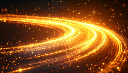 A blurry orange line with a lot of dots in the background