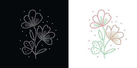 Flower Rhinestone Design, Transfer Rhinestone Template