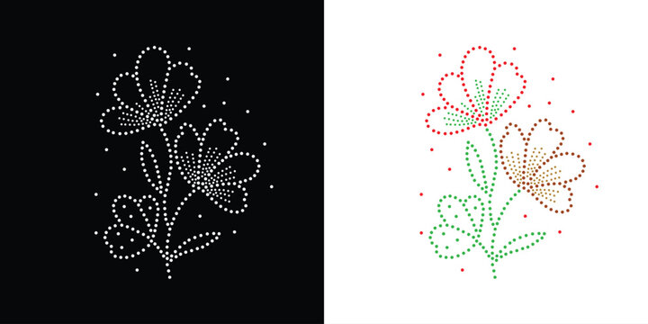 Flower Rhinestone Design, Transfer Rhinestone Template