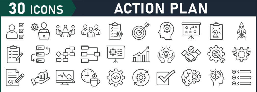 Business strategy icons for planning and management in modern workspace - Powered by Adobe