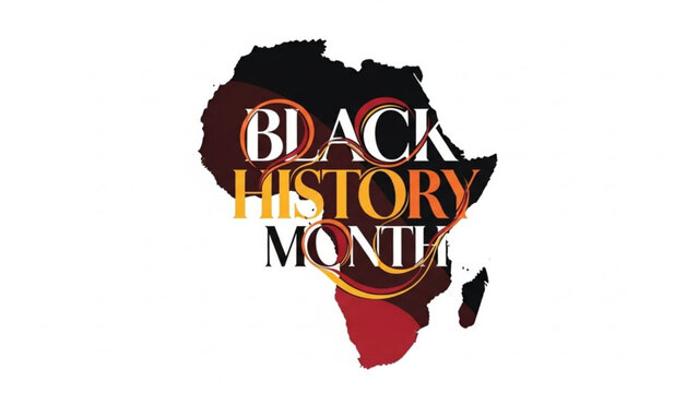 Vibrant black history month logo with african continent map and bold typography on white background with Cultural celebration and Diversity and Inclusion