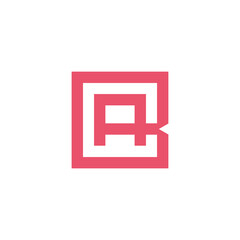 letter ab simple red squares lines logo vector
