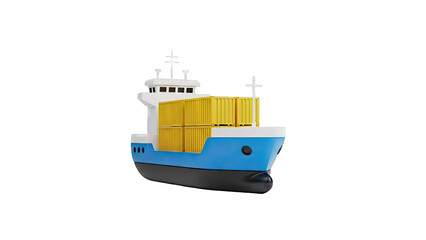 Obraz premium Cartoon Container Ship with Yellow Cargo