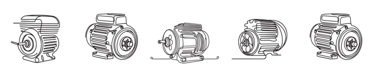 vector motor engine style continuous line