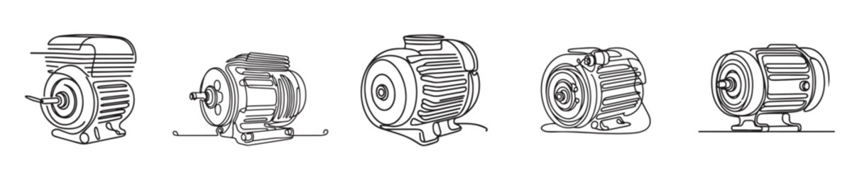 vector motor engine style continuous line