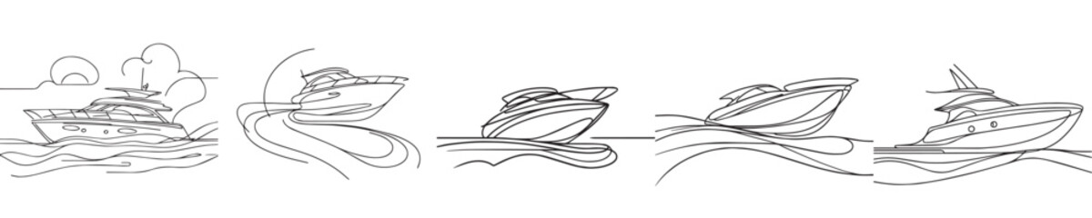 continuous line style boat vector