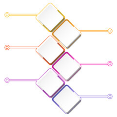 Infographic 6 successive steps, elements and space for data.