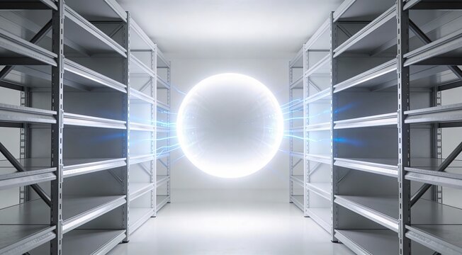 Advanced Artificial Intelligence Core Inside Futuristic Data Center Server Room, Powerful AI Computing Infrastructure, Cloud Computing, Big Data Processing, High Performance Machine Learning Technolog - Powered by Adobe