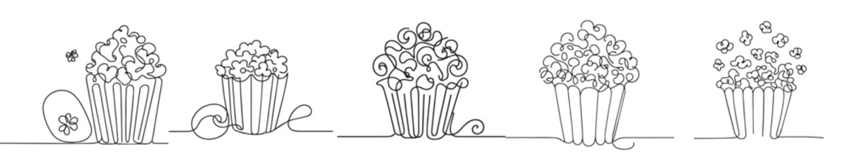 vector popcorn style continuous line