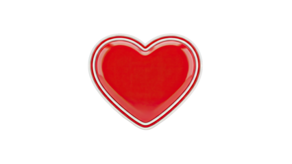 Glossy Red Heart with White Trim