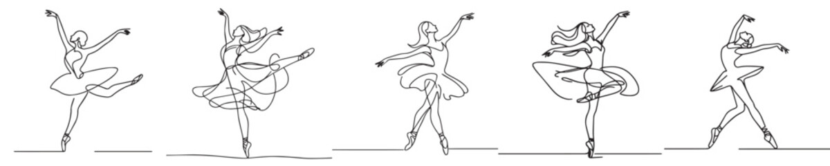 vector female ballet dancer continuous line style