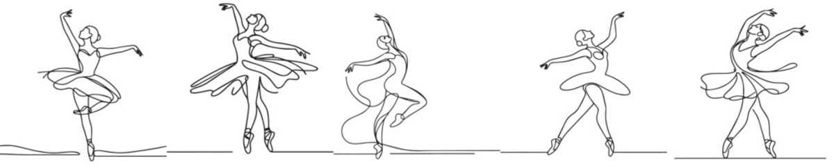 vector female ballet dancer continuous line style
