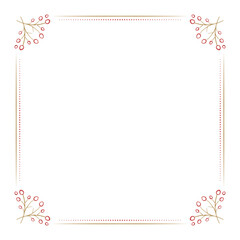 Berry corner frame. Christmas red decorative border.