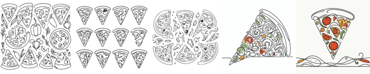 pizza slice vector style continuous line