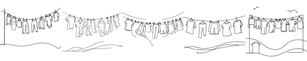 clothesline vector style continuous line