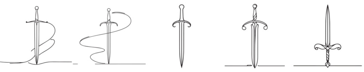 continuous line style sword vector