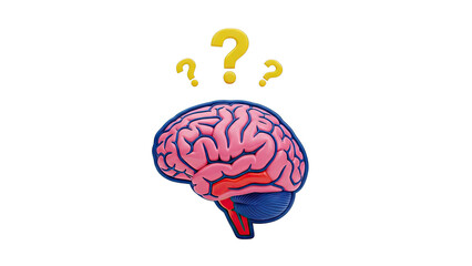Cartoon Brain with Question Marks